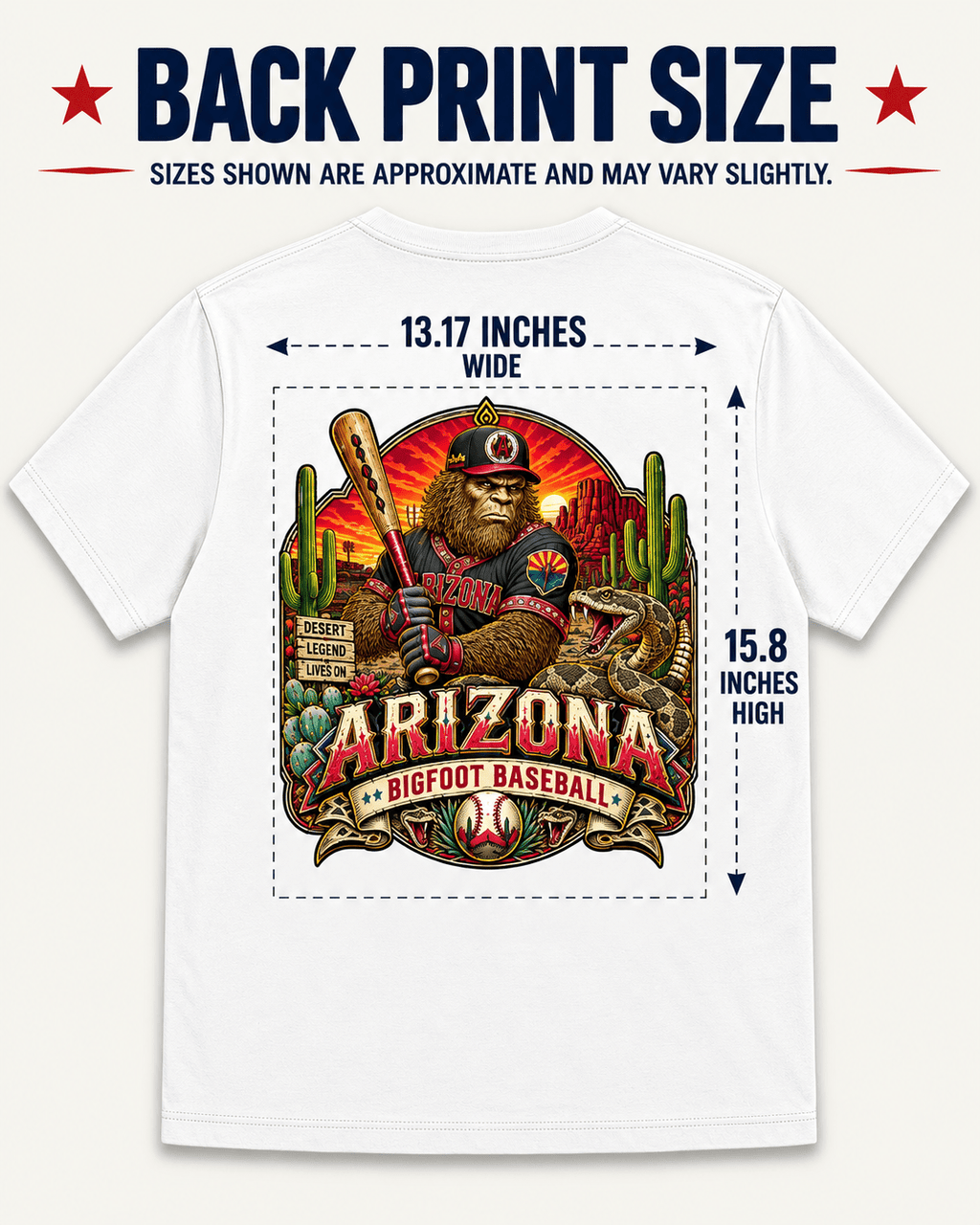 Arizona Bigfoot Baseball T‑Shirt — Vintage Desert Baseball Graphic Tee - Bigfoot Coast to Coast