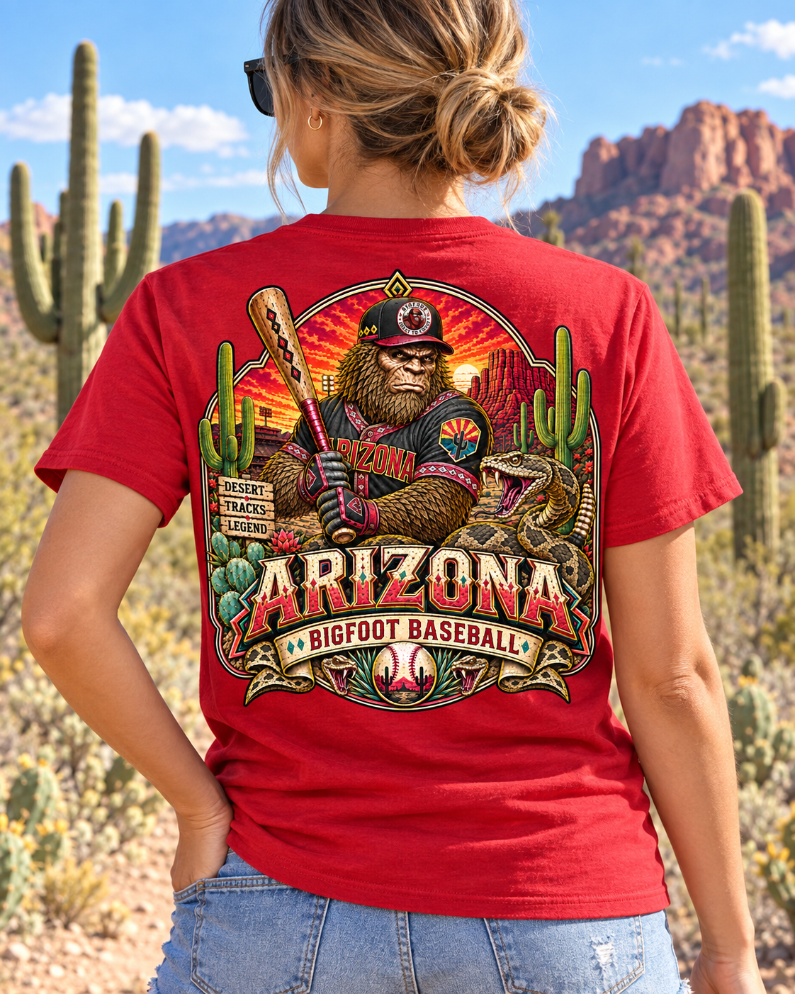 Arizona Bigfoot Baseball T‑Shirt — Vintage Desert Baseball Graphic Tee - Bigfoot Coast to Coast