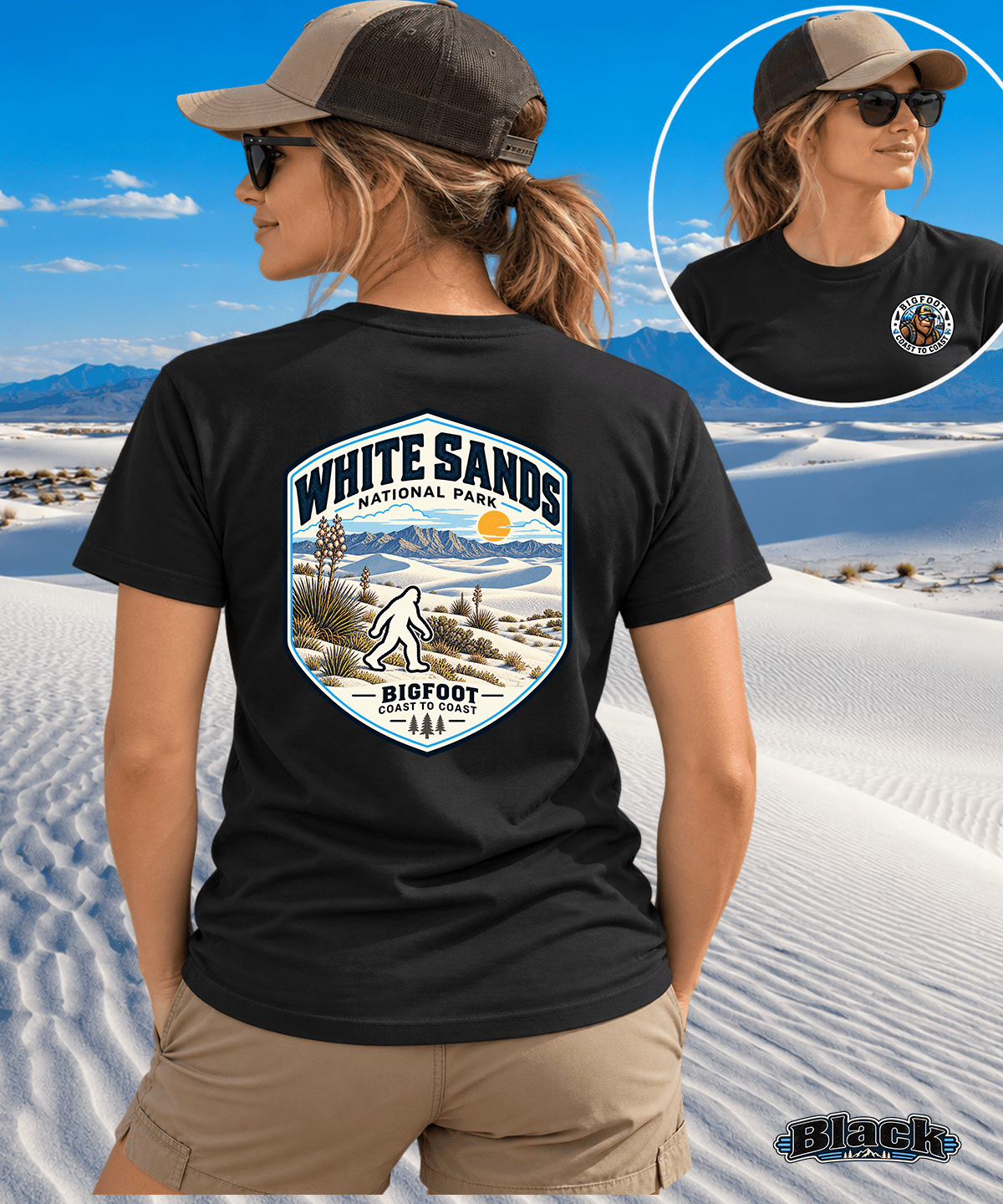Bigfoot Coast to Coast Shirt - Vintage White Sands National Park Design - Bigfoot Coast to Coast