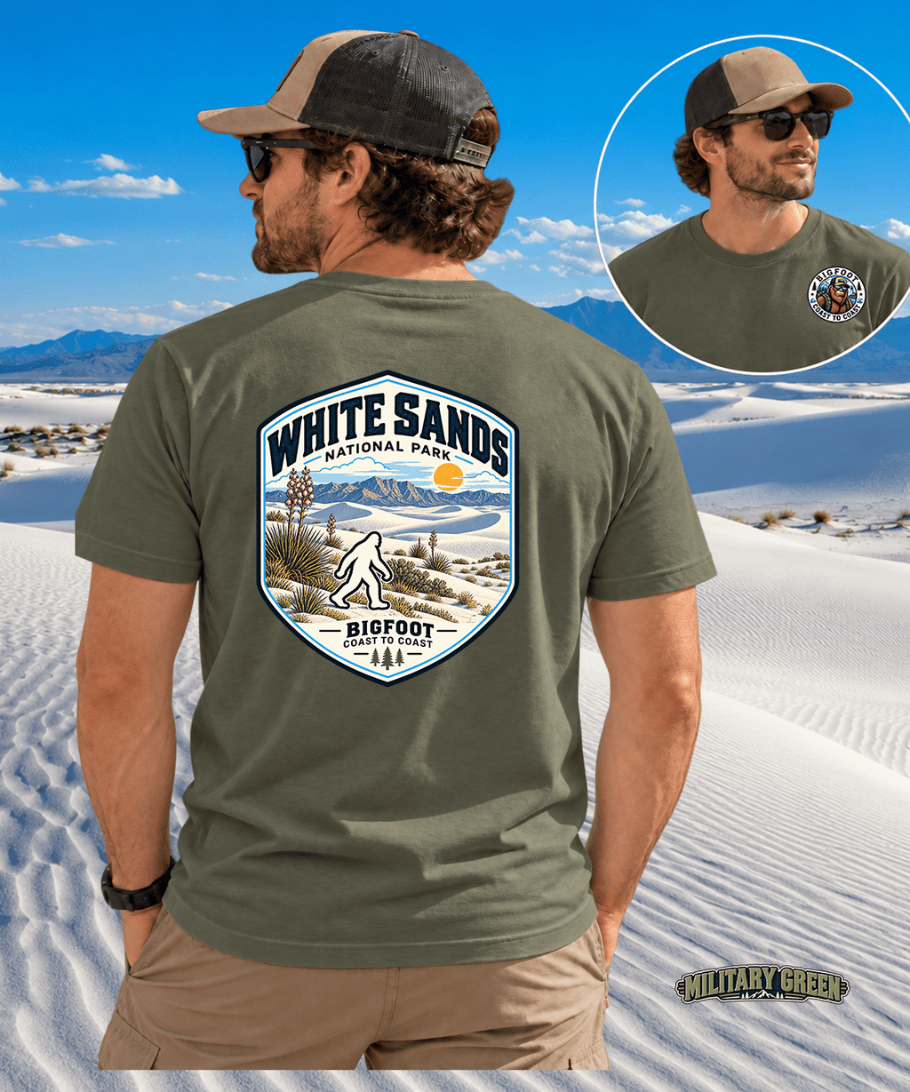 Bigfoot Coast to Coast Shirt - Vintage White Sands National Park Design - Bigfoot Coast to Coast