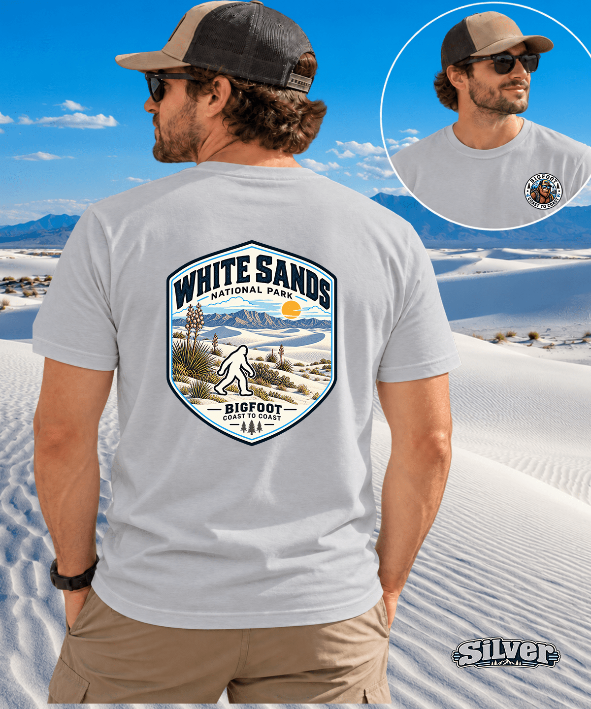 Bigfoot Coast to Coast Shirt - Vintage White Sands National Park Design - Bigfoot Coast to Coast