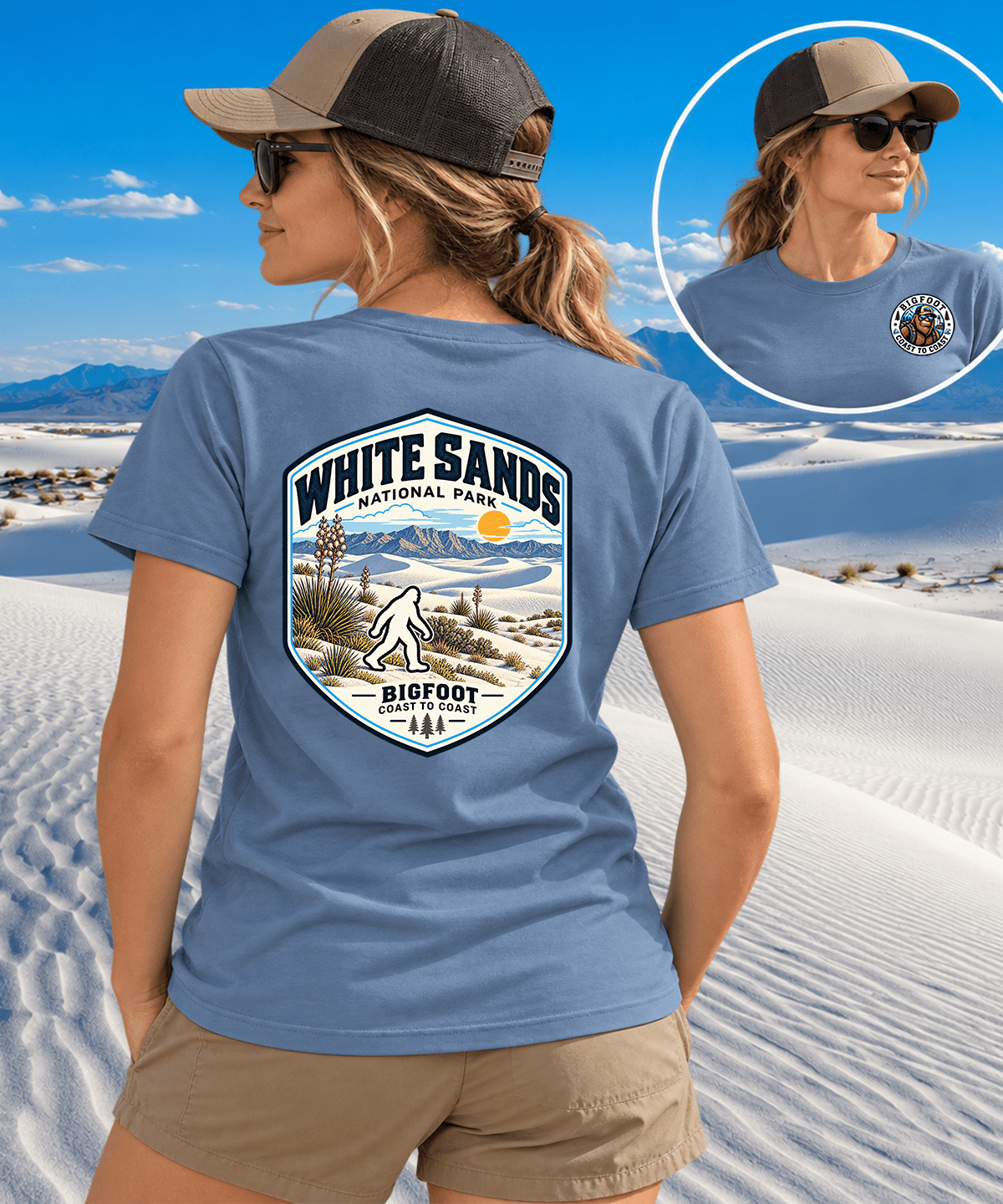 Bigfoot Coast to Coast Shirt - Vintage White Sands National Park Design - Bigfoot Coast to Coast