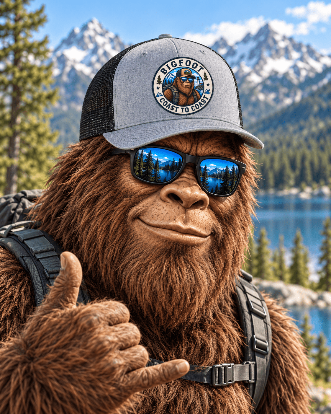 Bigfoot Coast to Coast Trucker Hat — Retro Vintage Patch Cap - Bigfoot Coast to Coast