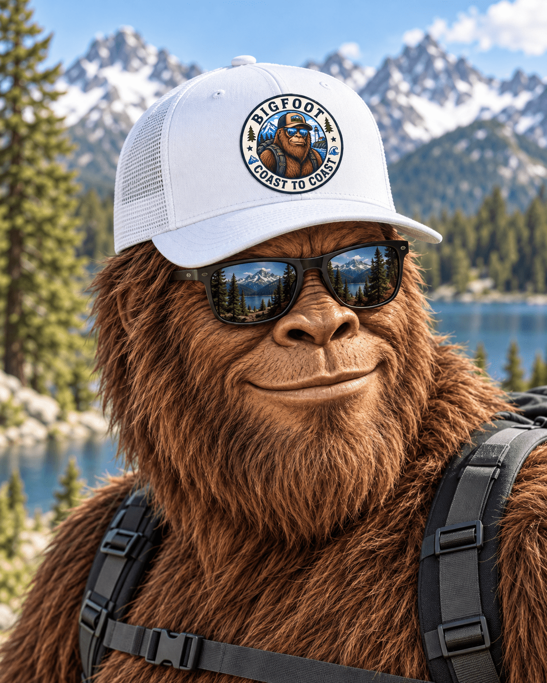 Bigfoot Coast to Coast Trucker Hat — Retro Vintage Patch Cap - Bigfoot Coast to Coast