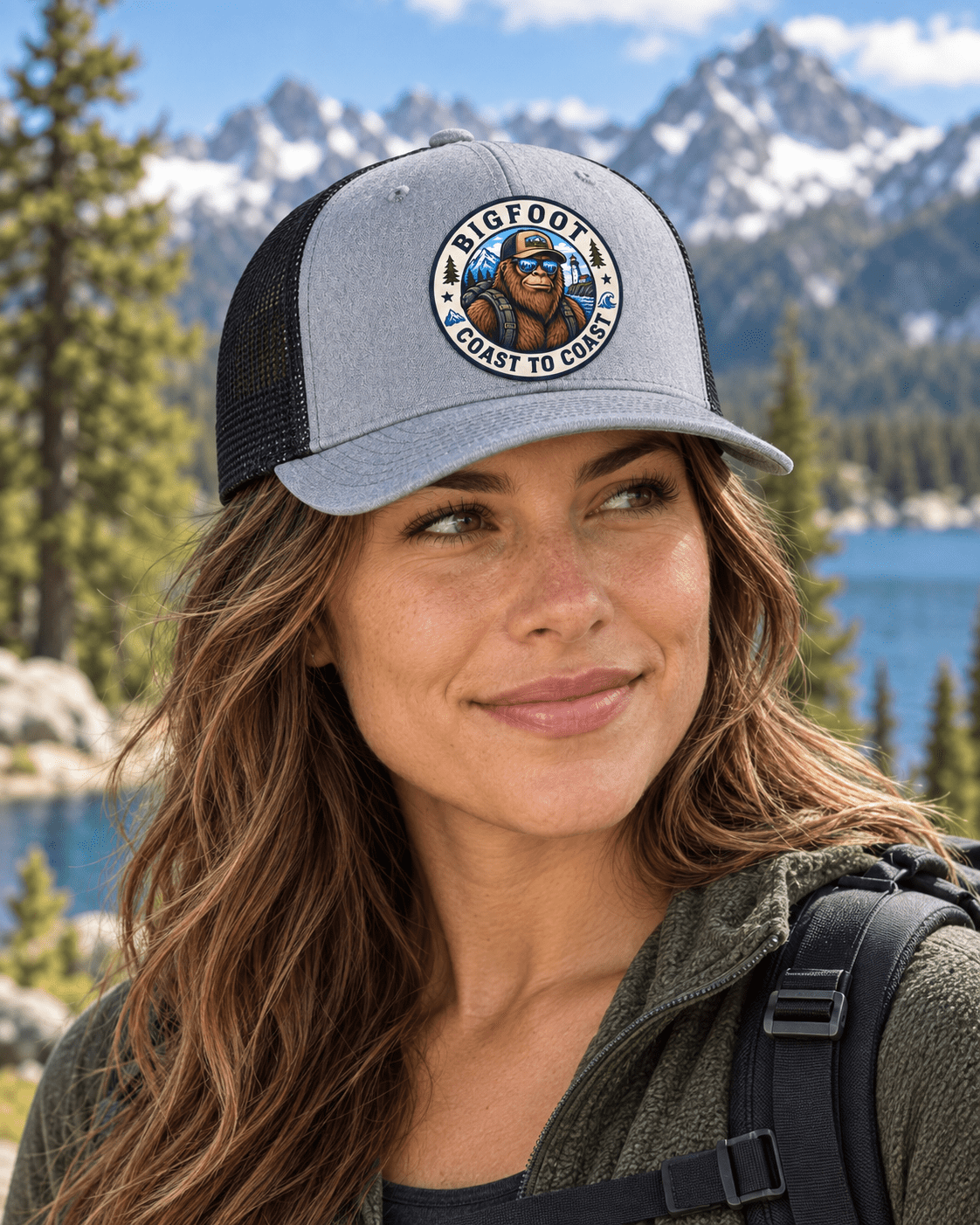 Bigfoot Coast to Coast Trucker Hat — Retro Vintage Patch Cap - Bigfoot Coast to Coast