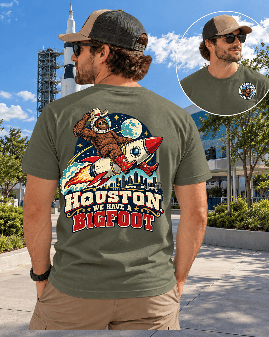 Bigfoot -Texas Bigfoot Shirt - Astronaut Houston Rocket - Bigfoot Coast to Coast