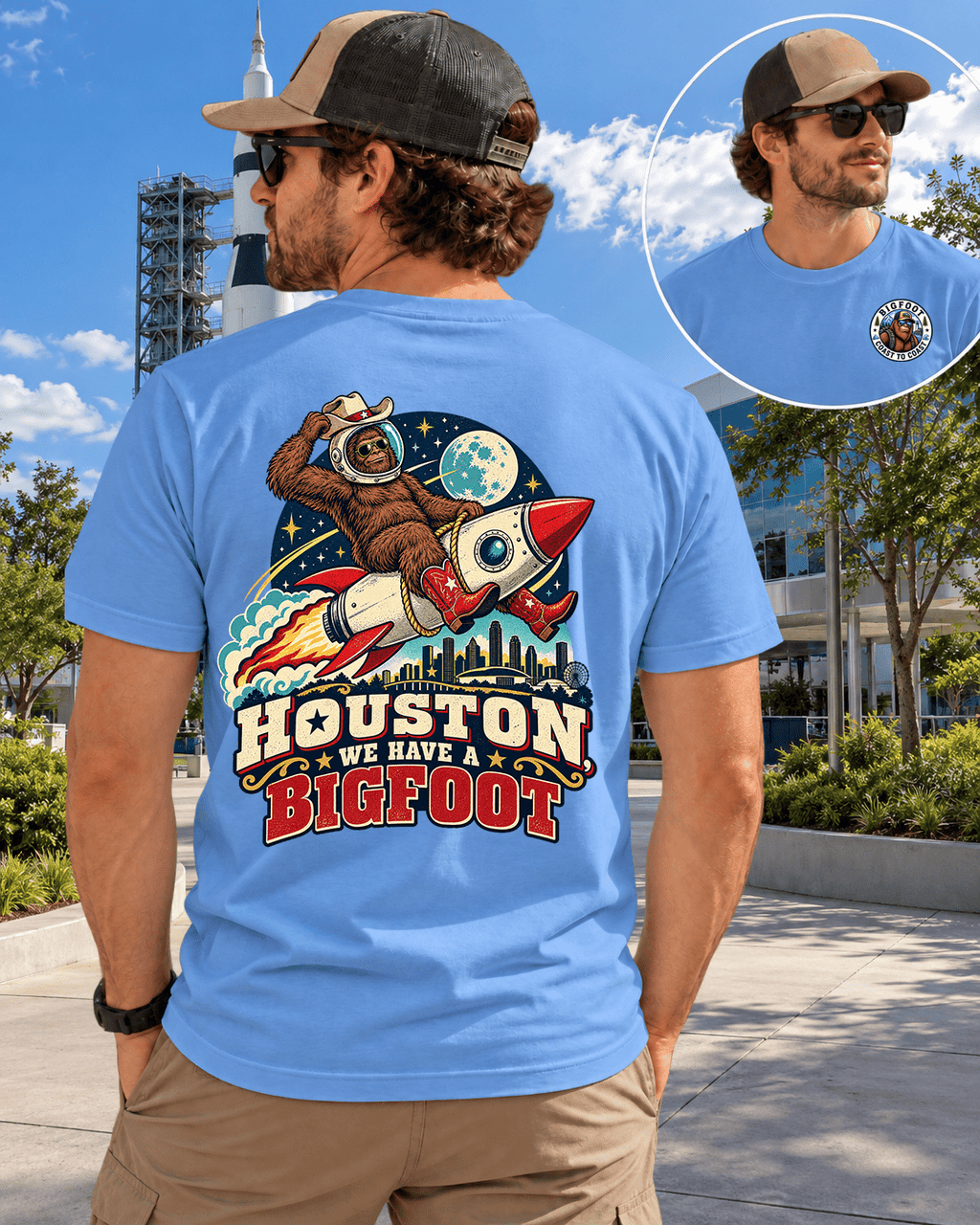 Bigfoot -Texas Bigfoot Shirt - Astronaut Houston Rocket - Bigfoot Coast to Coast