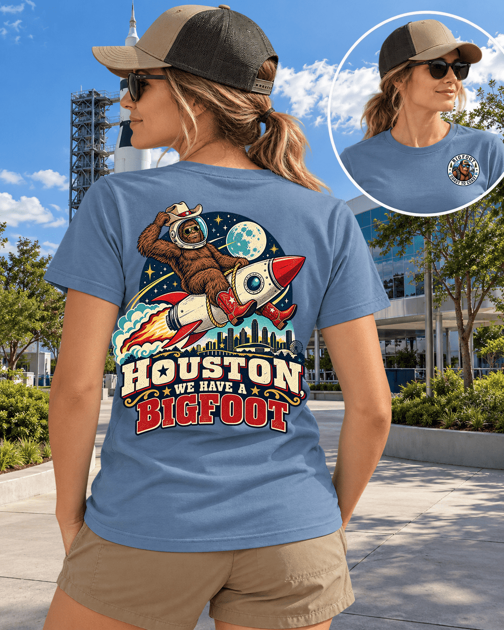 Bigfoot -Texas Bigfoot Shirt - Astronaut Houston Rocket - Bigfoot Coast to Coast