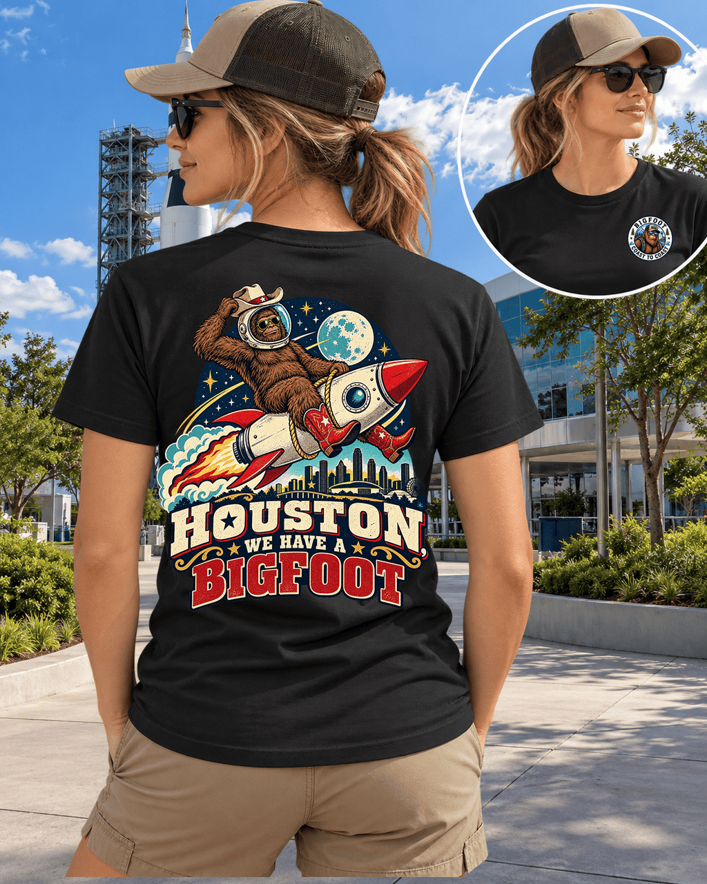 Bigfoot -Texas Bigfoot Shirt - Astronaut Houston Rocket - Bigfoot Coast to Coast