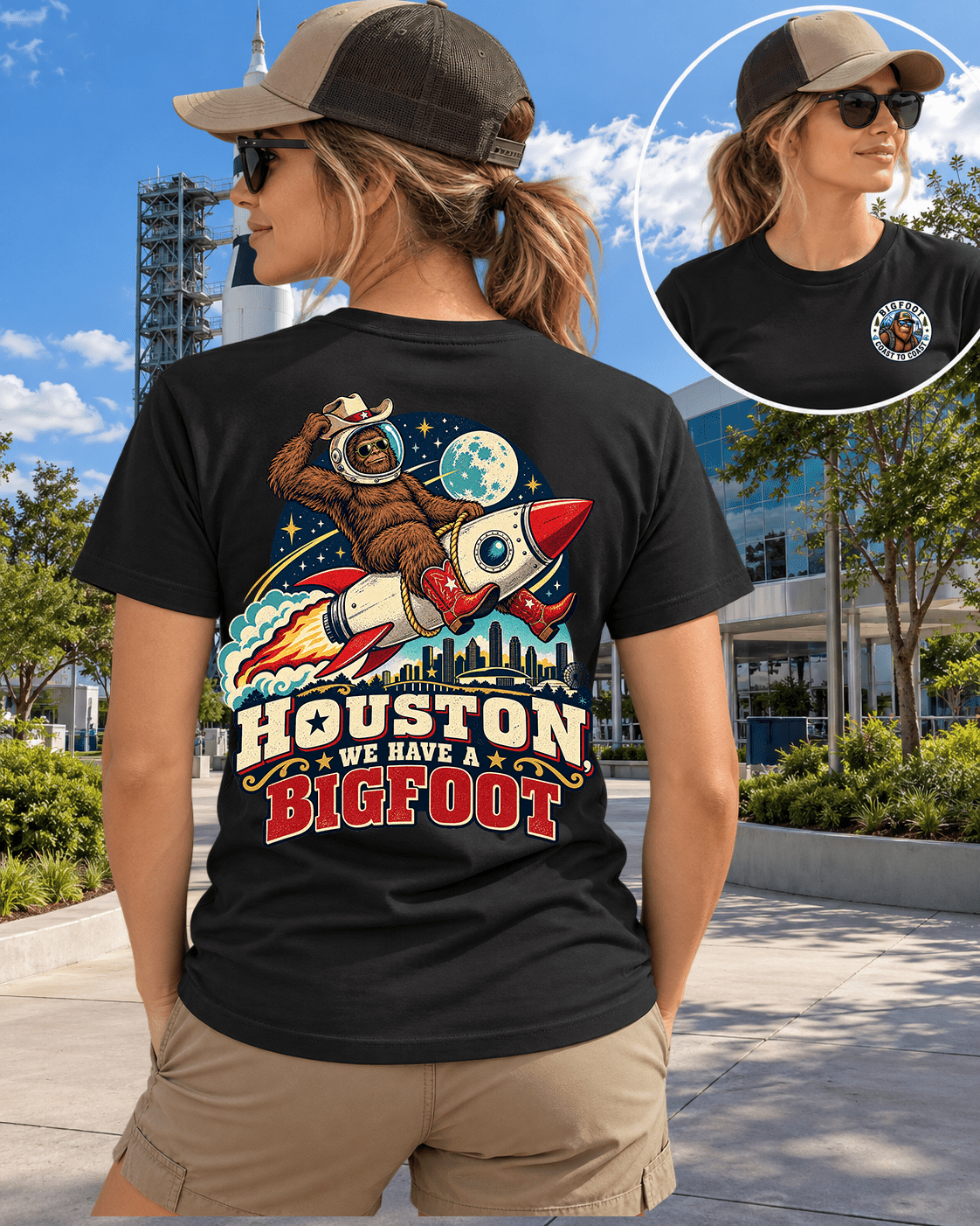 Bigfoot -Texas Bigfoot Shirt - Astronaut Houston Rocket - Bigfoot Coast to Coast