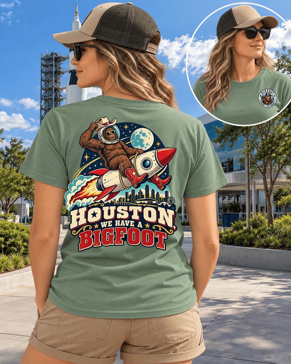 Bigfoot -Texas Bigfoot Shirt - Astronaut Houston Rocket - Bigfoot Coast to Coast