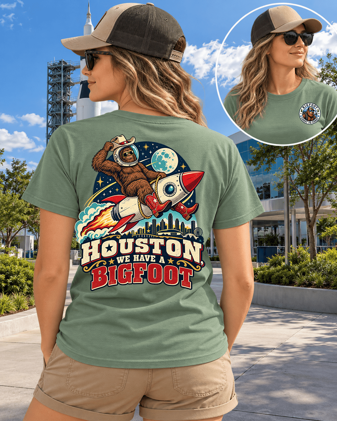 Bigfoot -Texas Bigfoot Shirt - Astronaut Houston Rocket - Bigfoot Coast to Coast