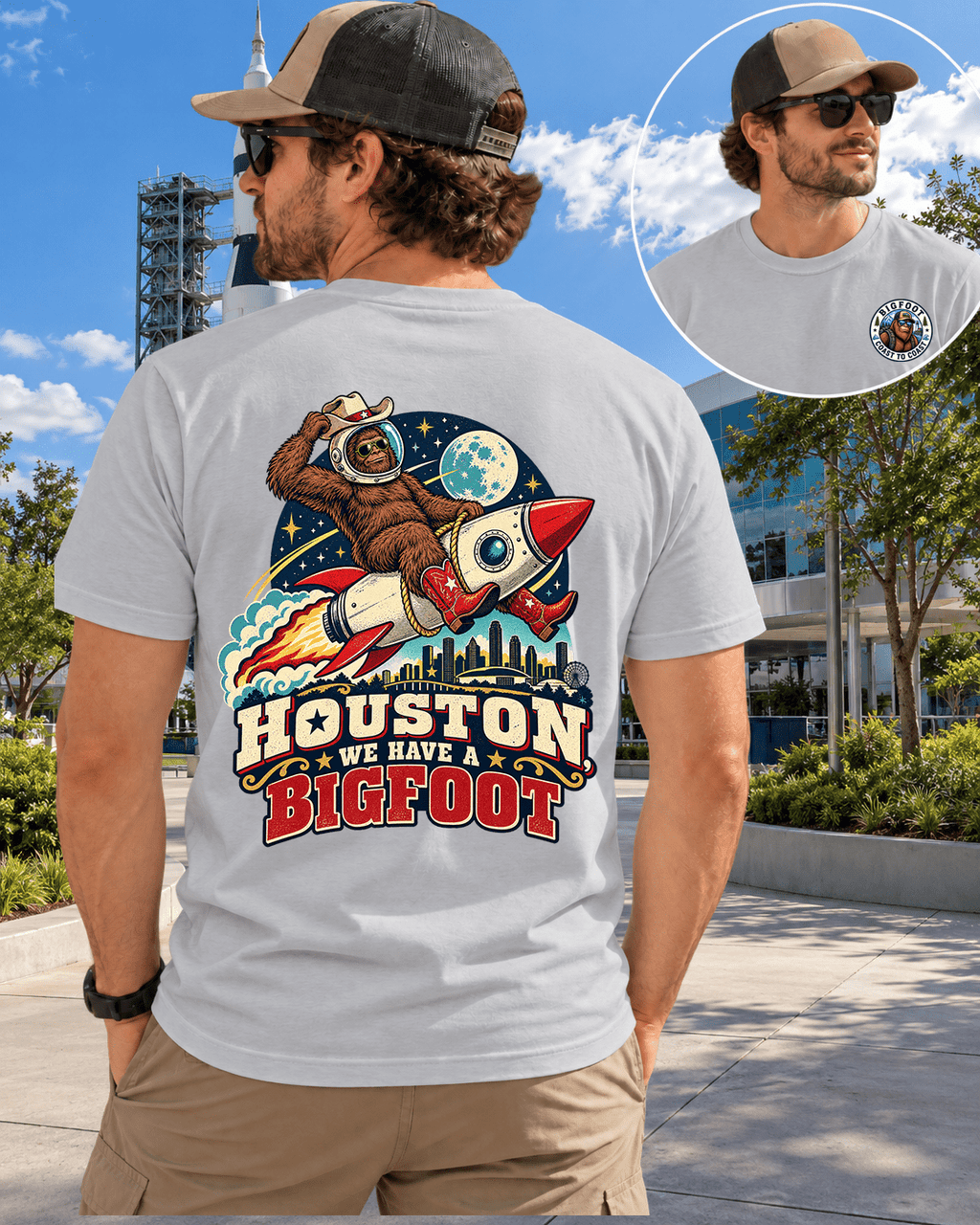 Bigfoot -Texas Bigfoot Shirt - Astronaut Houston Rocket - Bigfoot Coast to Coast