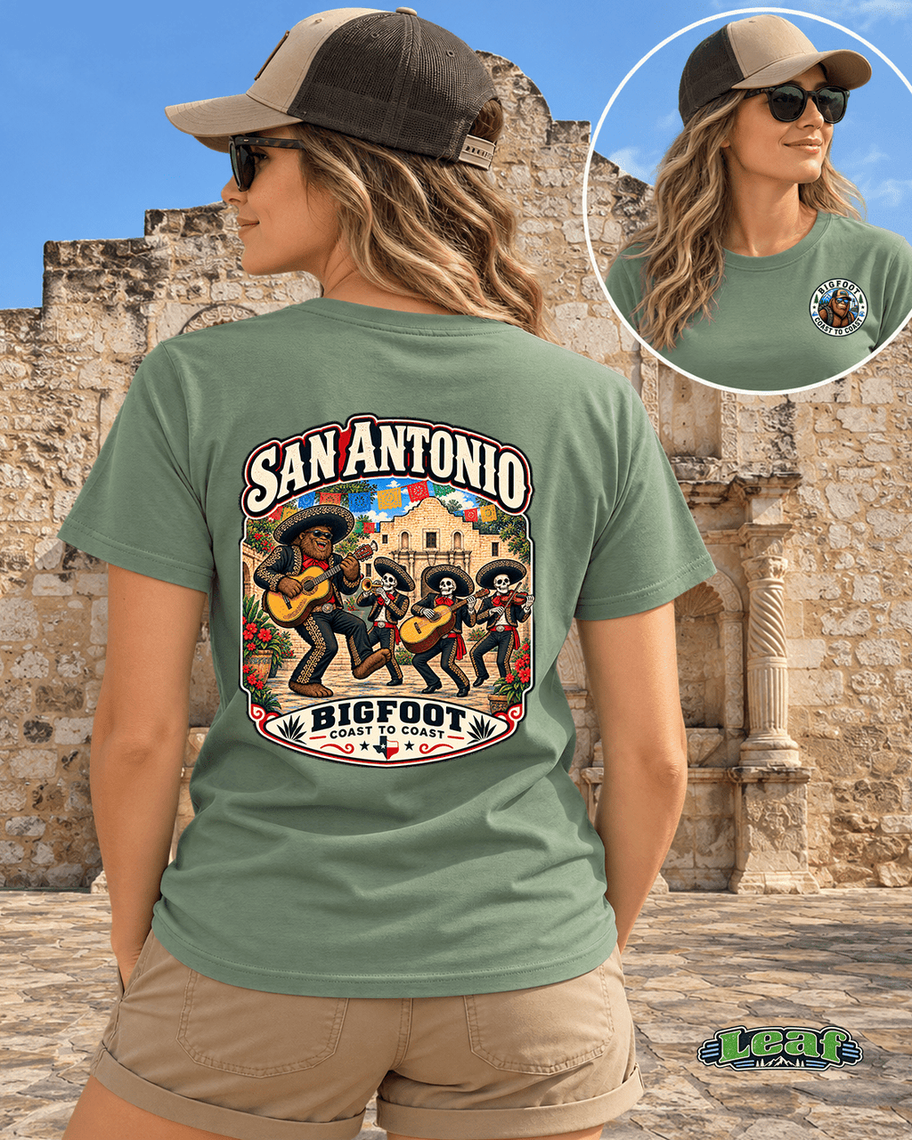 Bigfoot Texas San Antonio Shirt - Skeletal Mariachi Serenade - Bigfoot Coast to Coast