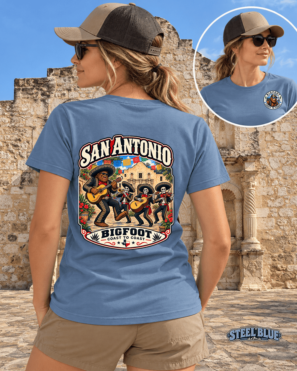 Bigfoot Texas San Antonio Shirt - Skeletal Mariachi Serenade - Bigfoot Coast to Coast
