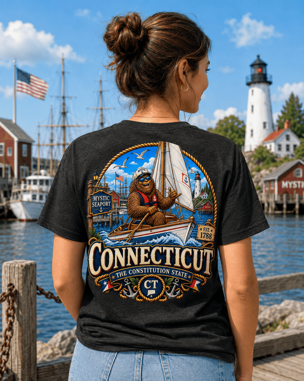 Connecticut Bigfoot T-Shirt - Mystic - Bigfoot Coast to Coast