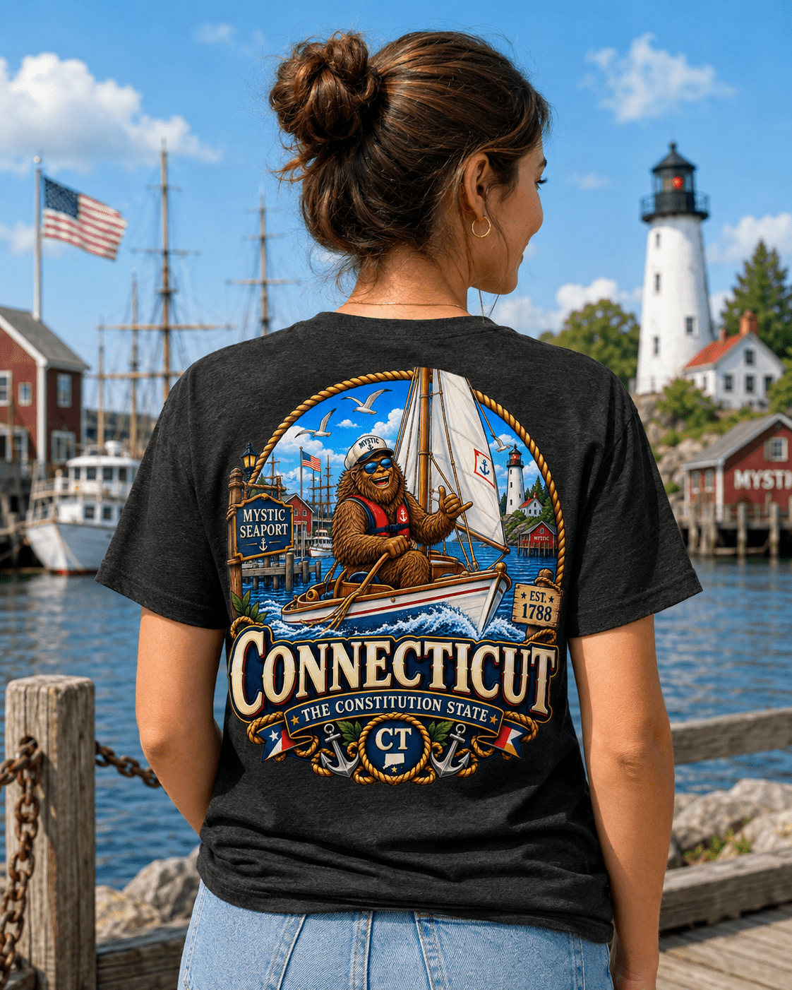 Connecticut Bigfoot T-Shirt - Mystic - Bigfoot Coast to Coast