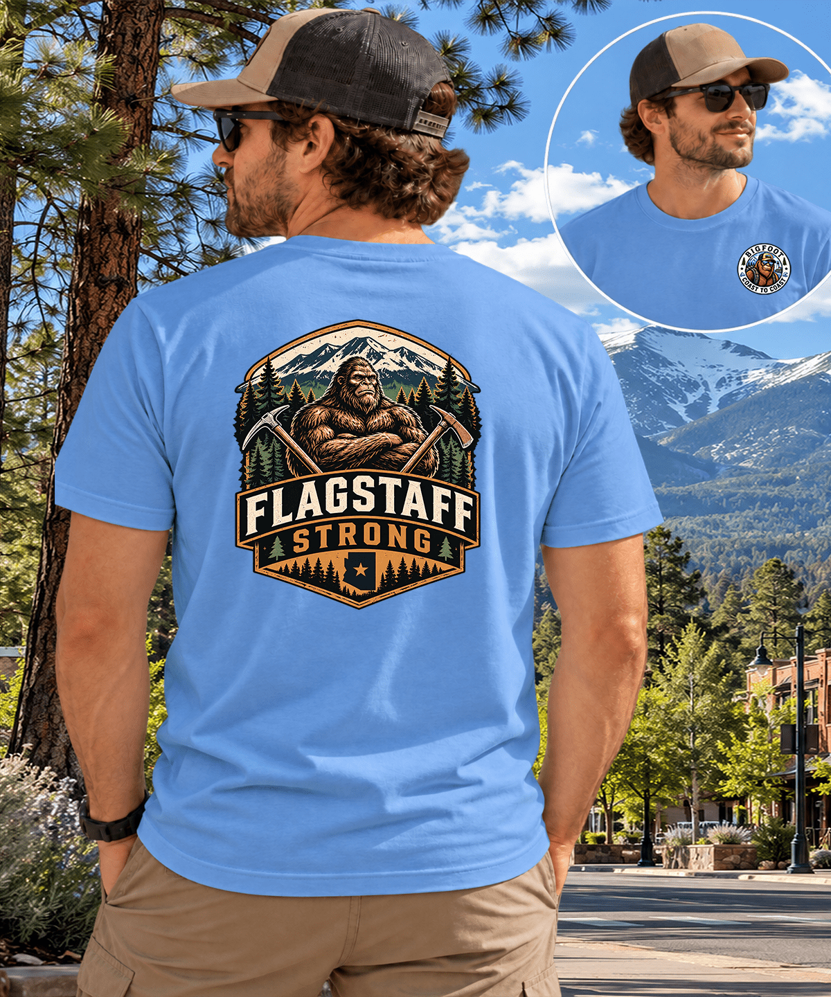 Flagstaff, Arizona Bigfoot T-Shirt | Mountain Adventure & Sasquatch Style - Bigfoot Coast to Coast
