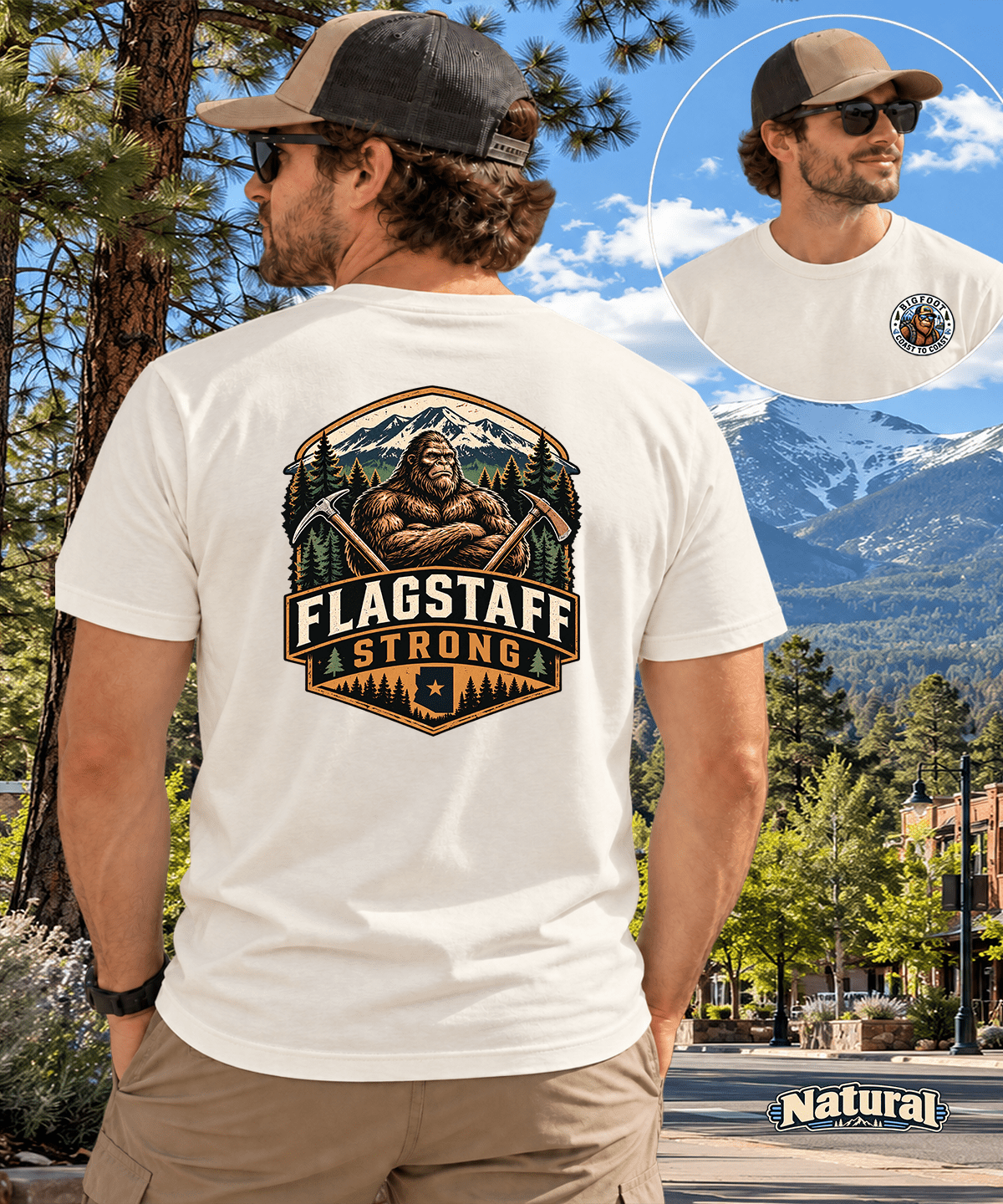 Flagstaff, Arizona Bigfoot T-Shirt | Mountain Adventure & Sasquatch Style - Bigfoot Coast to Coast