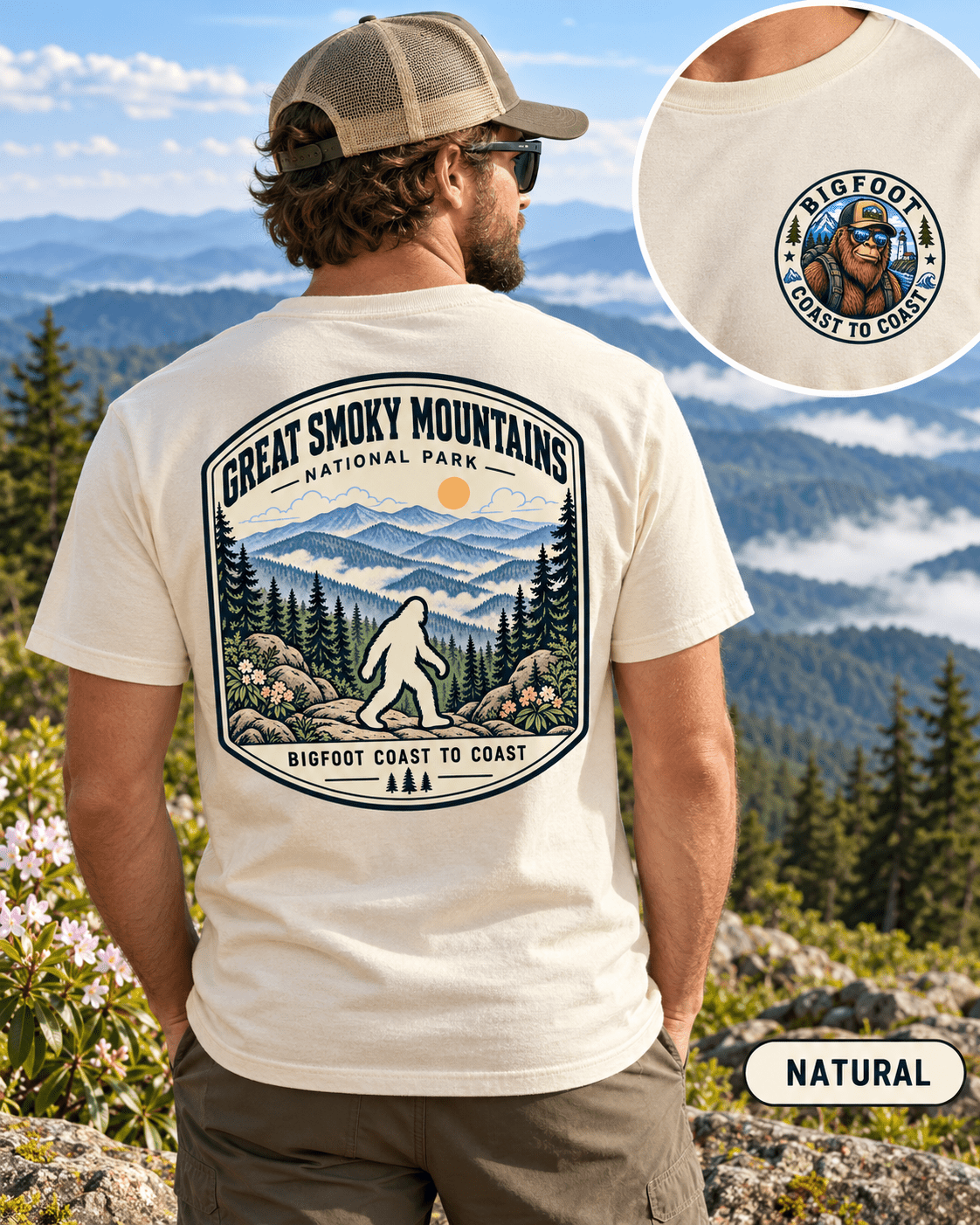 Great Smoky Mountain Bigfoot National Park Shirt | Sasquatch Adventure Tee - Bigfoot Coast to Coast
