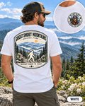 Great Smoky Mountains Bigfoot shirt featuring a vintage national park back graphic inspired by misty ridgelines, hardwood forest, streams, and mountain trails