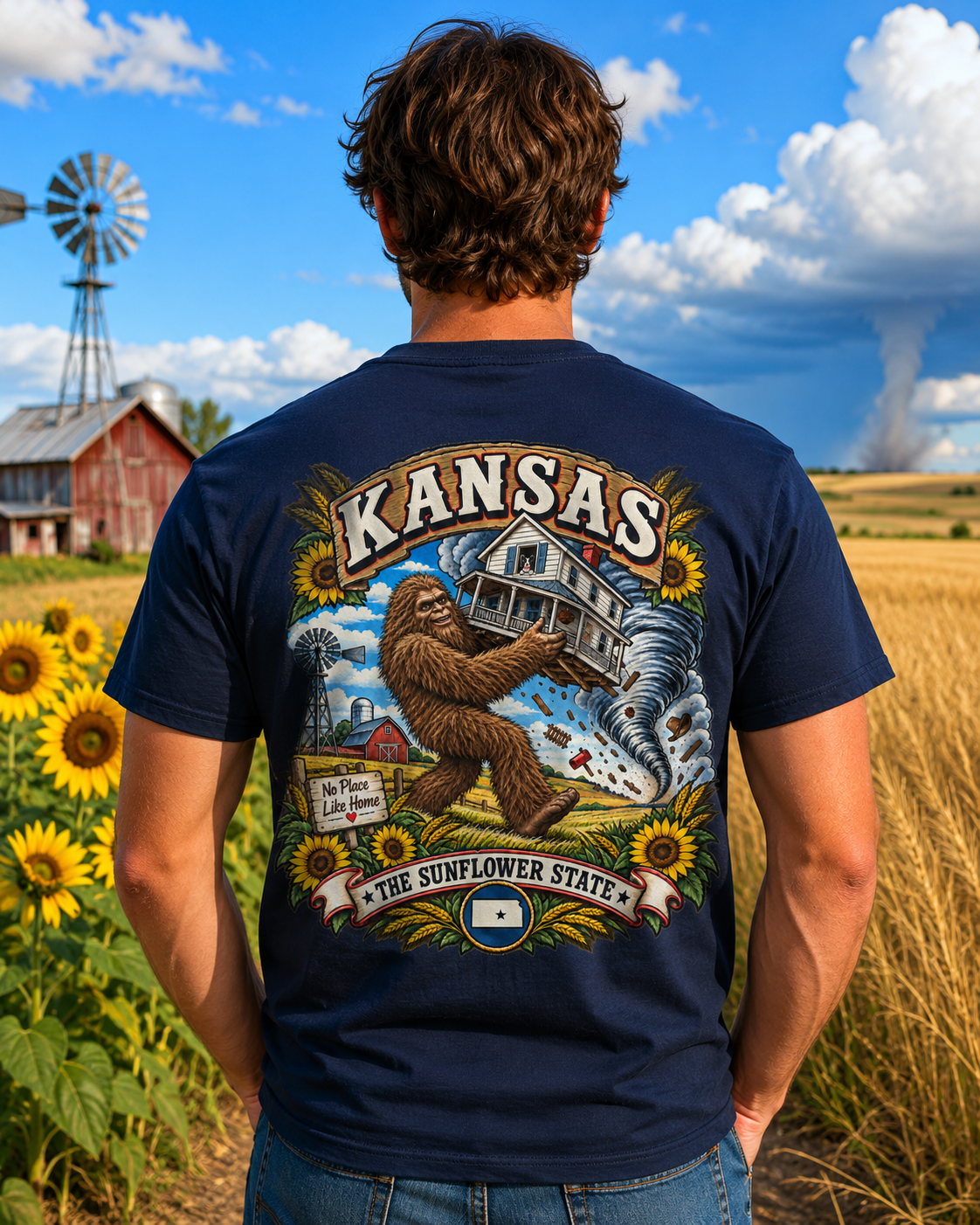 Kansas Bigfoot T-Shirt - No Place Like Home - Bigfoot Coast to Coast