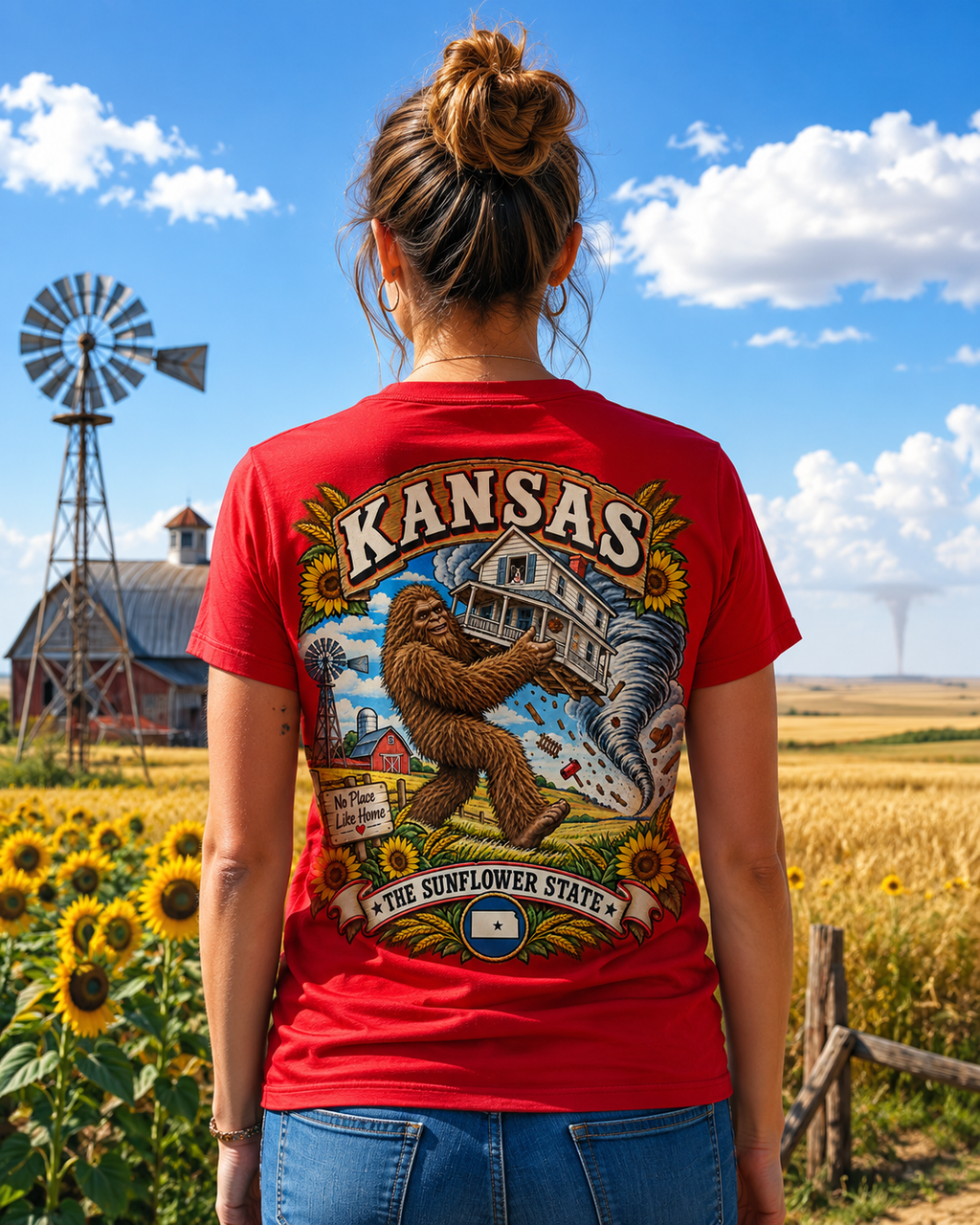 Kansas Bigfoot T-Shirt - No Place Like Home - Bigfoot Coast to Coast