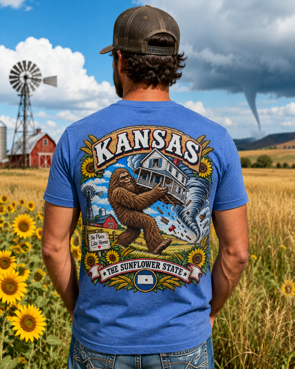 Kansas Bigfoot T-Shirt - No Place Like Home - Bigfoot Coast to Coast