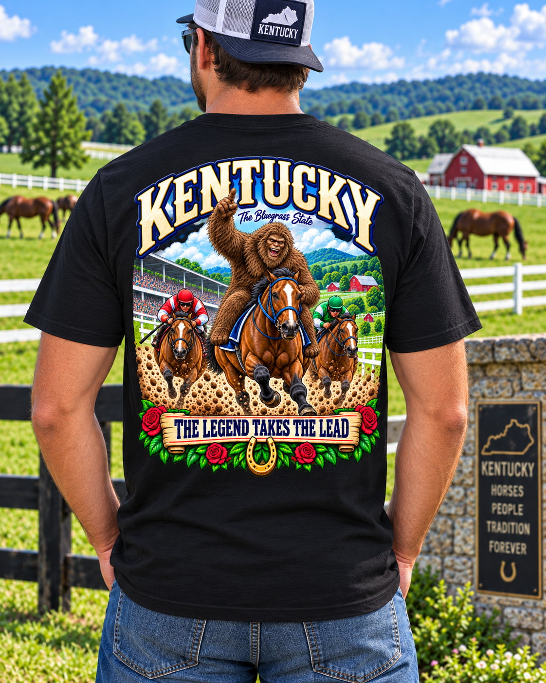 Kentucky Bigfoot T-Shirt – The Legend Takes the Lead - Bigfoot Coast to Coast