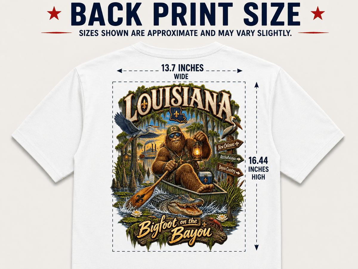 Louisiana Bigfoot T-Shirt - Bigfoot on the Bayou - Bigfoot Coast to Coast