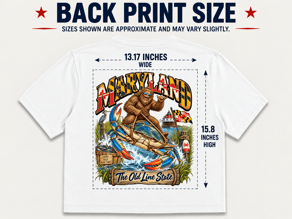 Maryland Bigfoot Shirt – Chesapeake Bay Blue Crab Sasquatch Tee - Bigfoot Coast to Coast