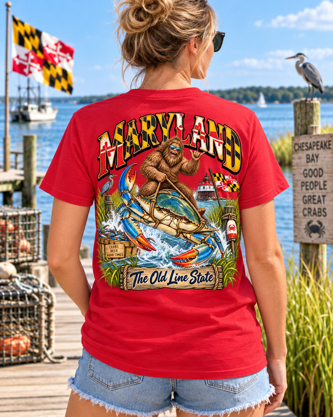 Maryland Bigfoot Shirt – Chesapeake Bay Blue Crab Sasquatch Tee - Bigfoot Coast to Coast
