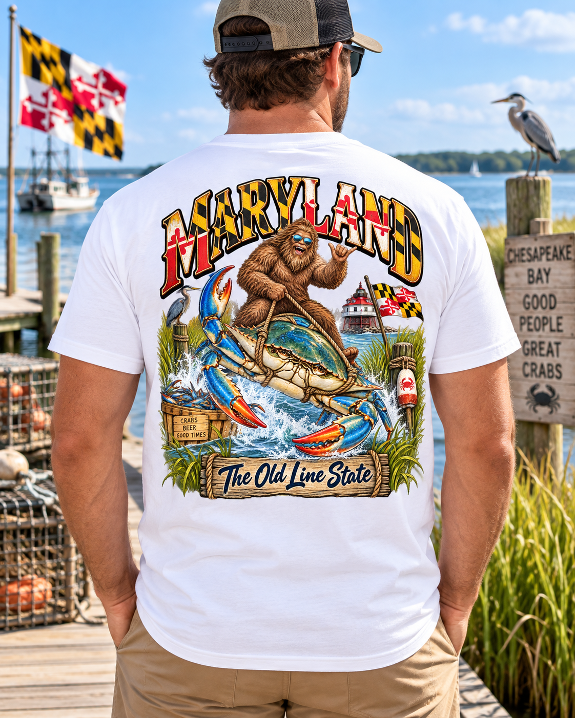 Maryland Bigfoot Shirt – Chesapeake Bay Blue Crab Sasquatch Tee - Bigfoot Coast to Coast