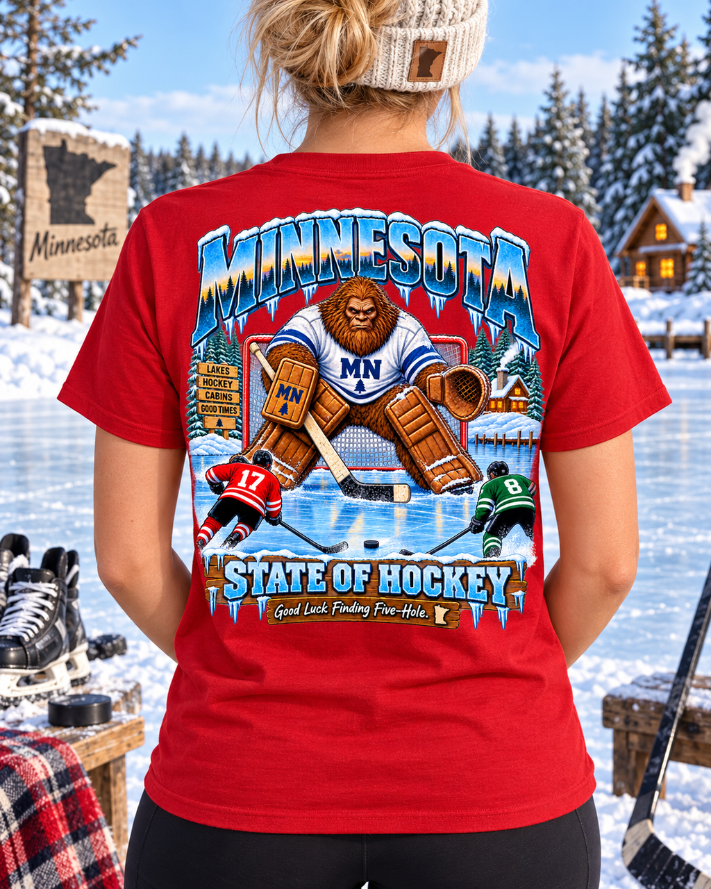 Minnesota Bigfoot Hockey T-Shirt - Goalie 5 Hole - Bigfoot Coast to Coast