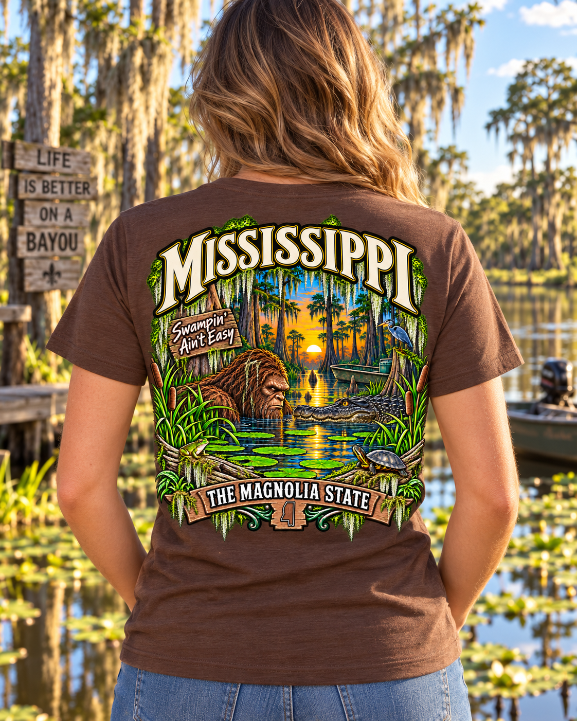 Mississippi Bigfoot T-Shirt - Swamp T-Shirt - Bigfoot Coast to Coast