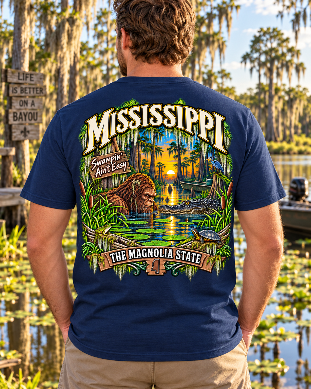 Mississippi Bigfoot T-Shirt - Swamp T-Shirt - Bigfoot Coast to Coast