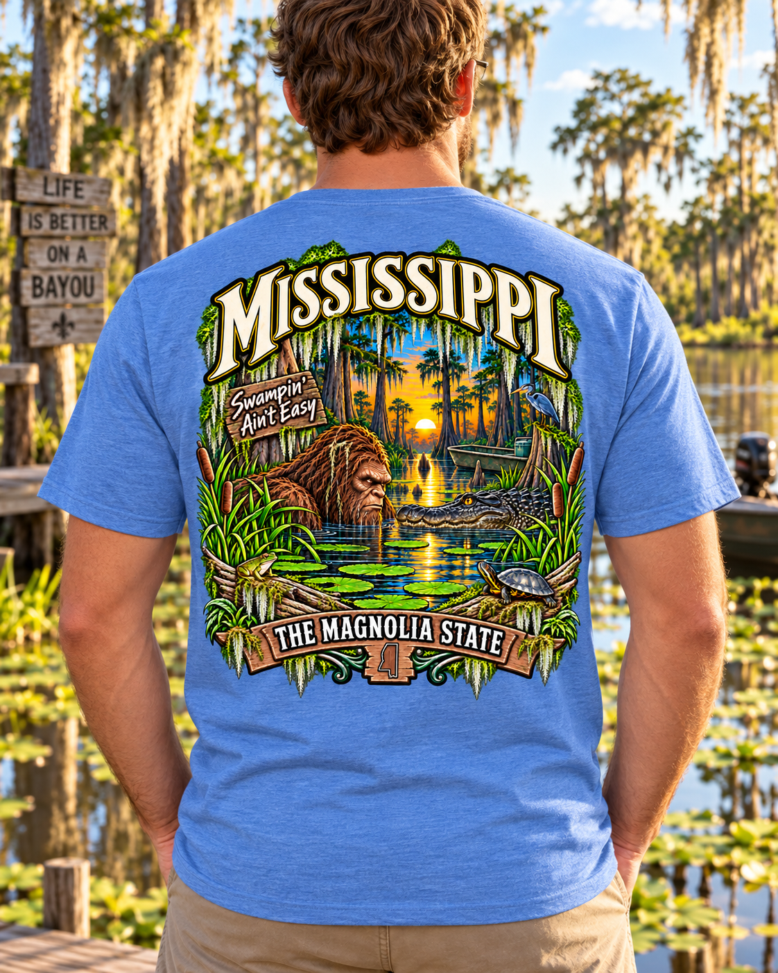 Mississippi Bigfoot T-Shirt - Swamp T-Shirt - Bigfoot Coast to Coast