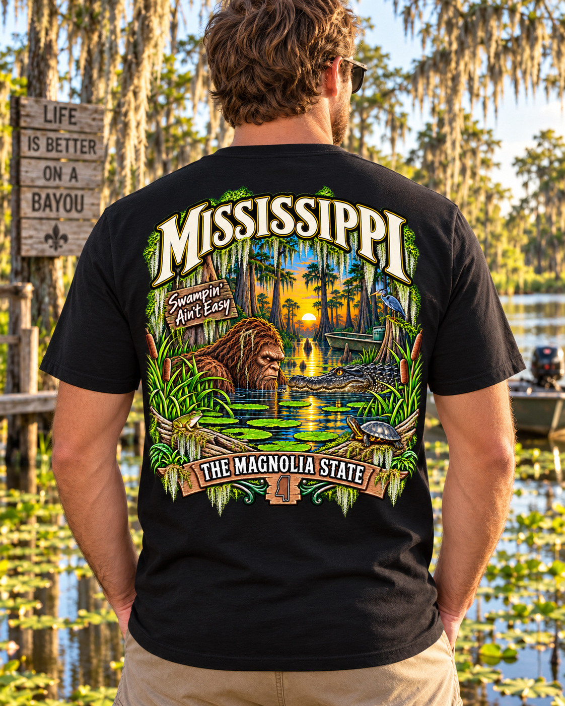 Mississippi Bigfoot T-Shirt - Swamp T-Shirt - Bigfoot Coast to Coast