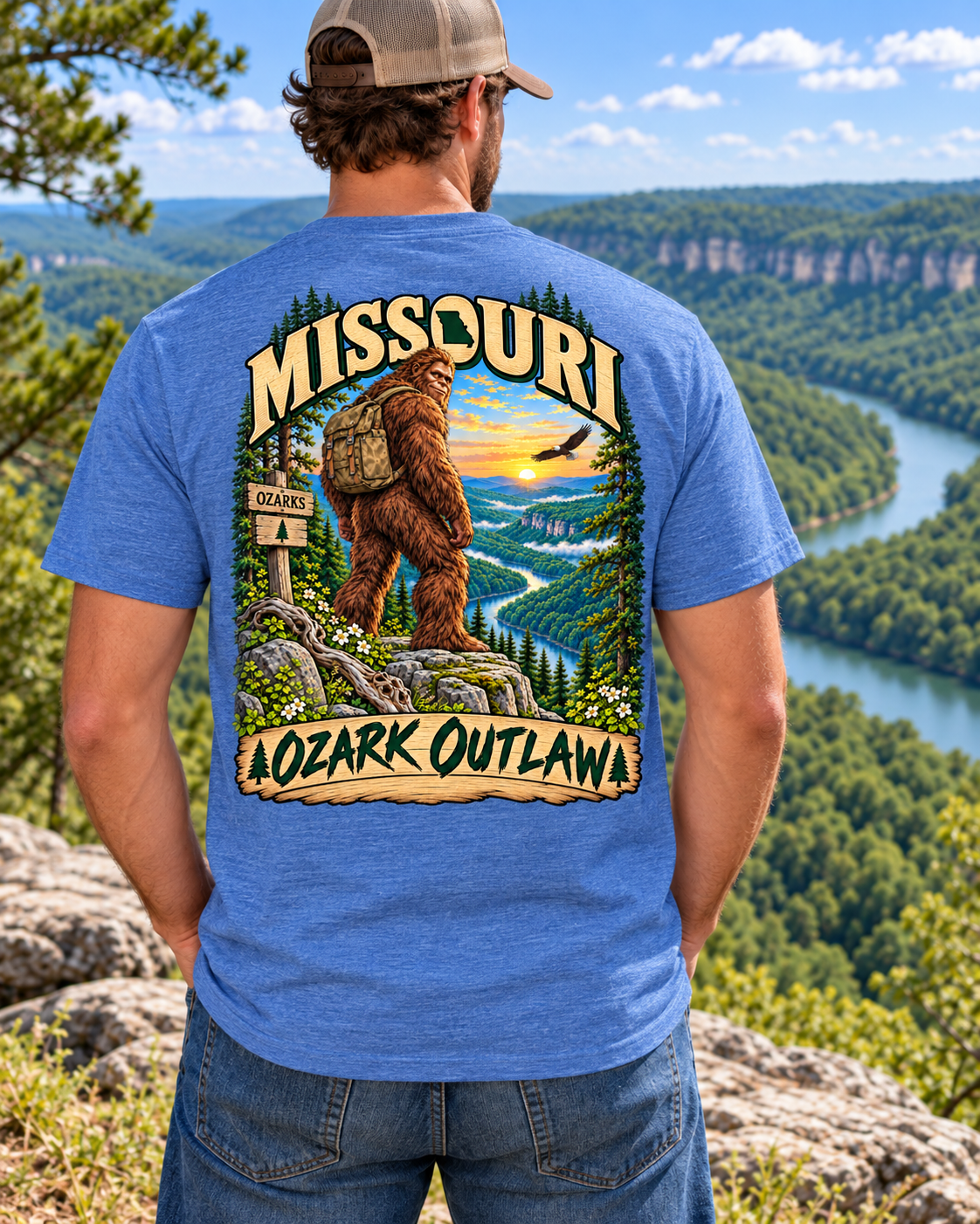Missouri Bigfoot T-Shirt -Ozarks - Bigfoot Coast to Coast