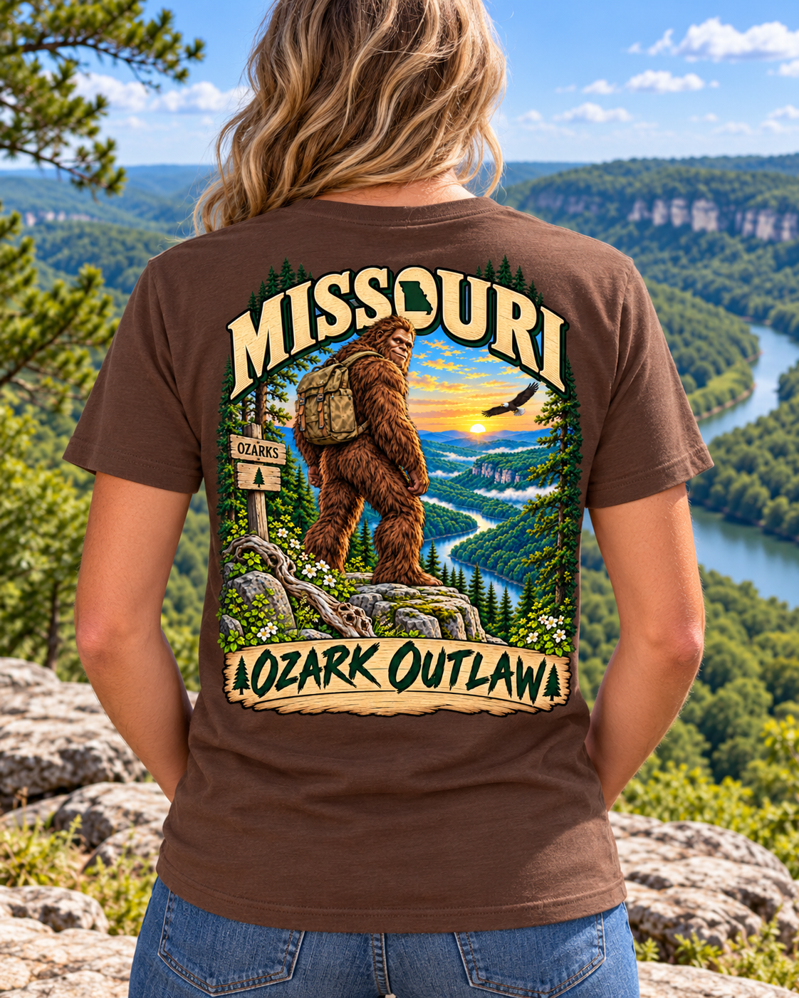 Missouri Bigfoot T-Shirt -Ozarks - Bigfoot Coast to Coast