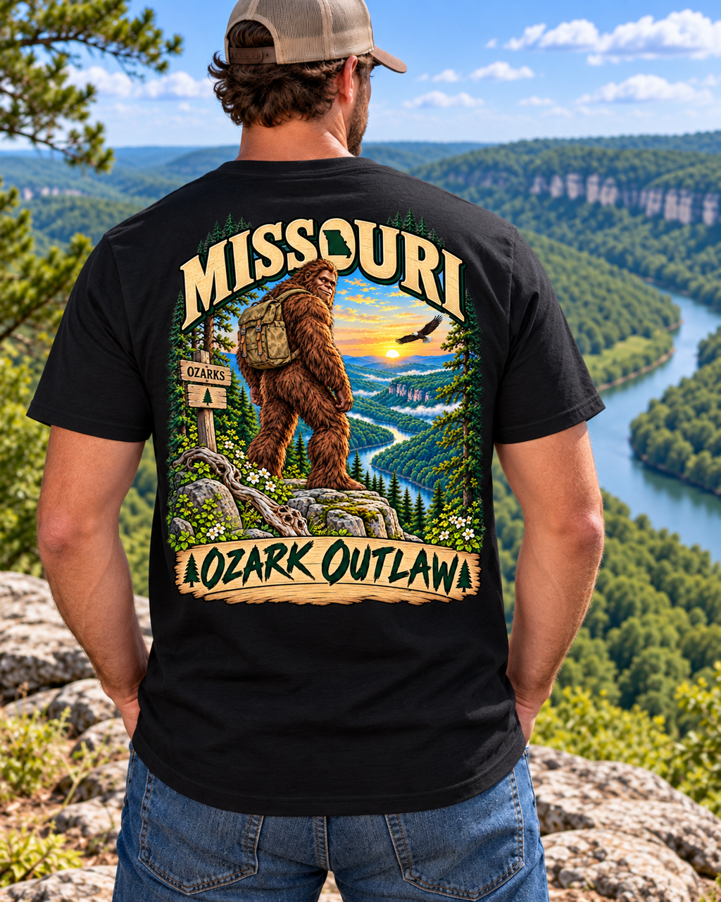 Missouri Bigfoot T-Shirt -Ozarks - Bigfoot Coast to Coast
