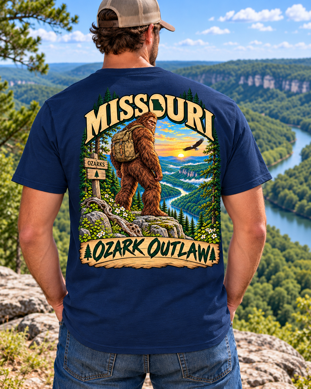 Missouri Bigfoot T-Shirt -Ozarks - Bigfoot Coast to Coast