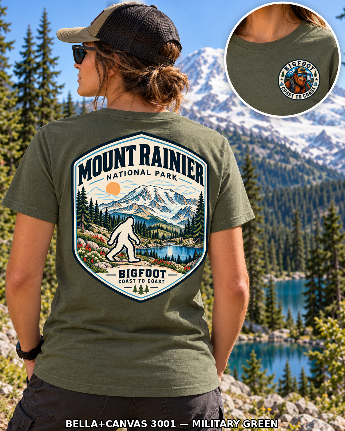 Mount Rainier Bigfoot National Park Shirt | Sasquatch Adventure Tee - Bigfoot Coast to Coast