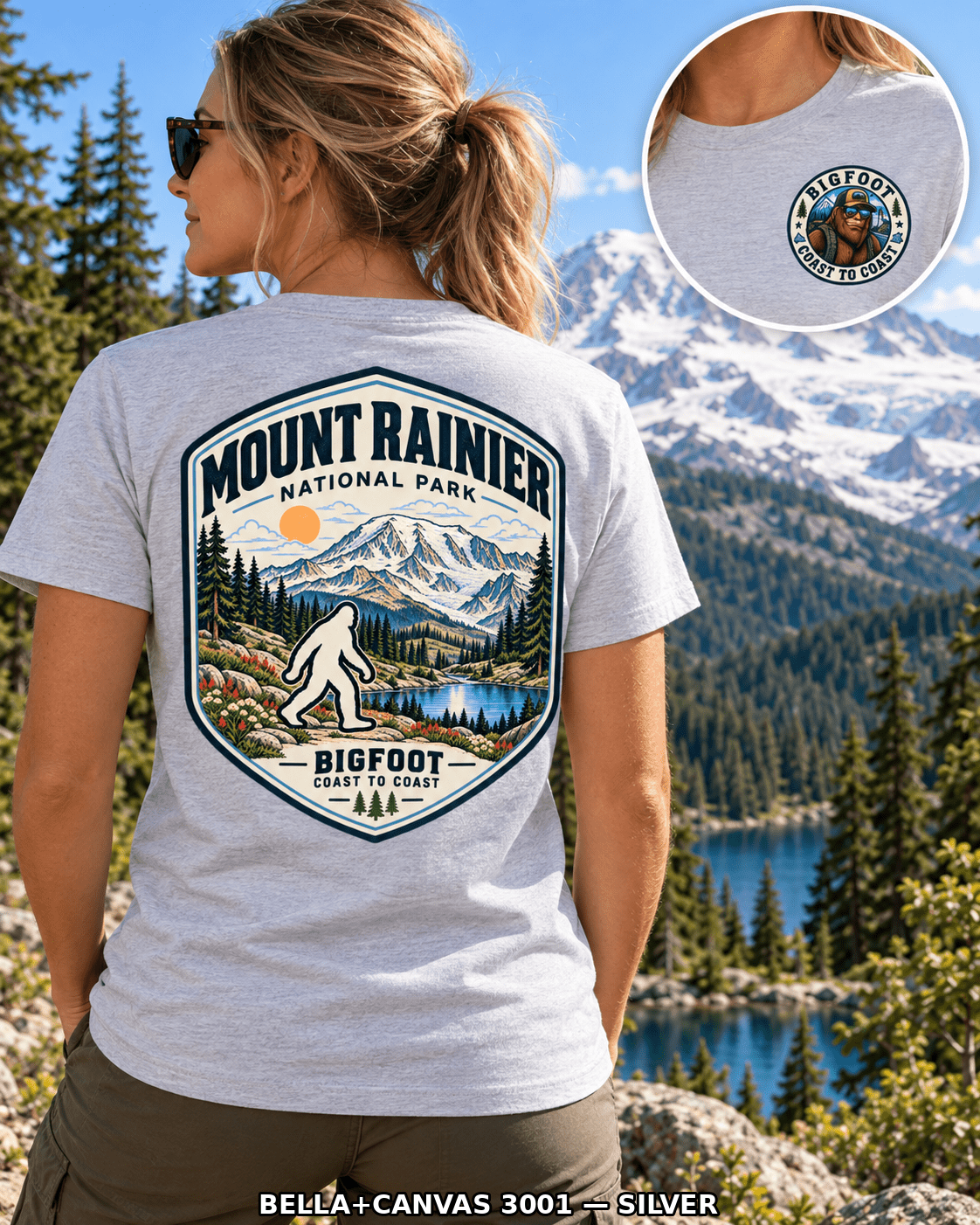 Mount Rainier Bigfoot National Park Shirt | Sasquatch Adventure Tee - Bigfoot Coast to Coast