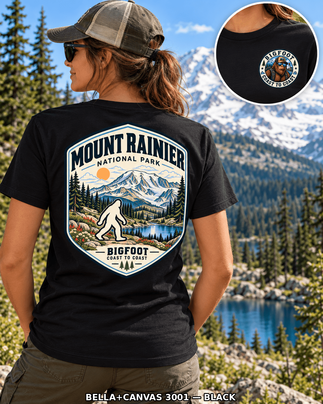Mount Rainier Bigfoot National Park Shirt | Sasquatch Adventure Tee - Bigfoot Coast to Coast