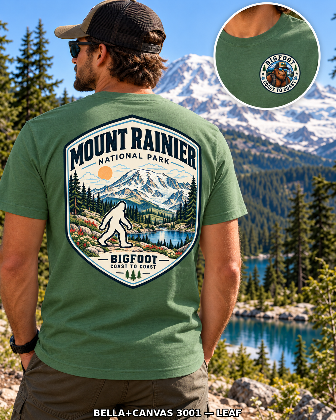 Mount Rainier Bigfoot National Park Shirt | Sasquatch Adventure Tee - Bigfoot Coast to Coast