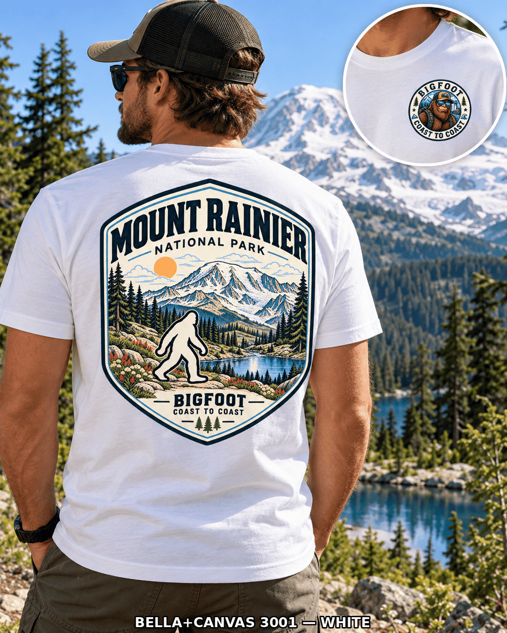 Mount Rainier Bigfoot National Park Shirt | Sasquatch Adventure Tee - Bigfoot Coast to Coast
