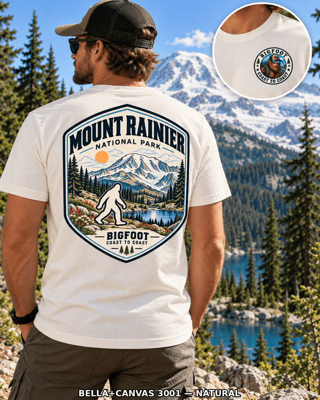 Mount Rainier Bigfoot National Park Shirt | Sasquatch Adventure Tee - Bigfoot Coast to Coast