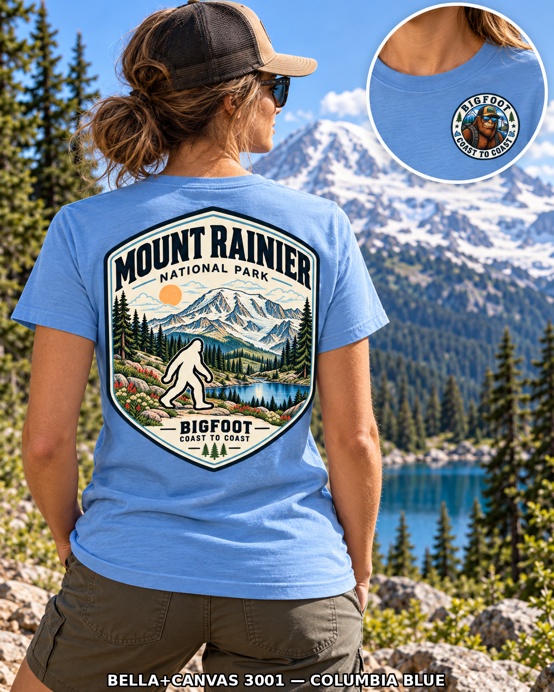 Mount Rainier Bigfoot National Park Shirt | Sasquatch Adventure Tee - Bigfoot Coast to Coast