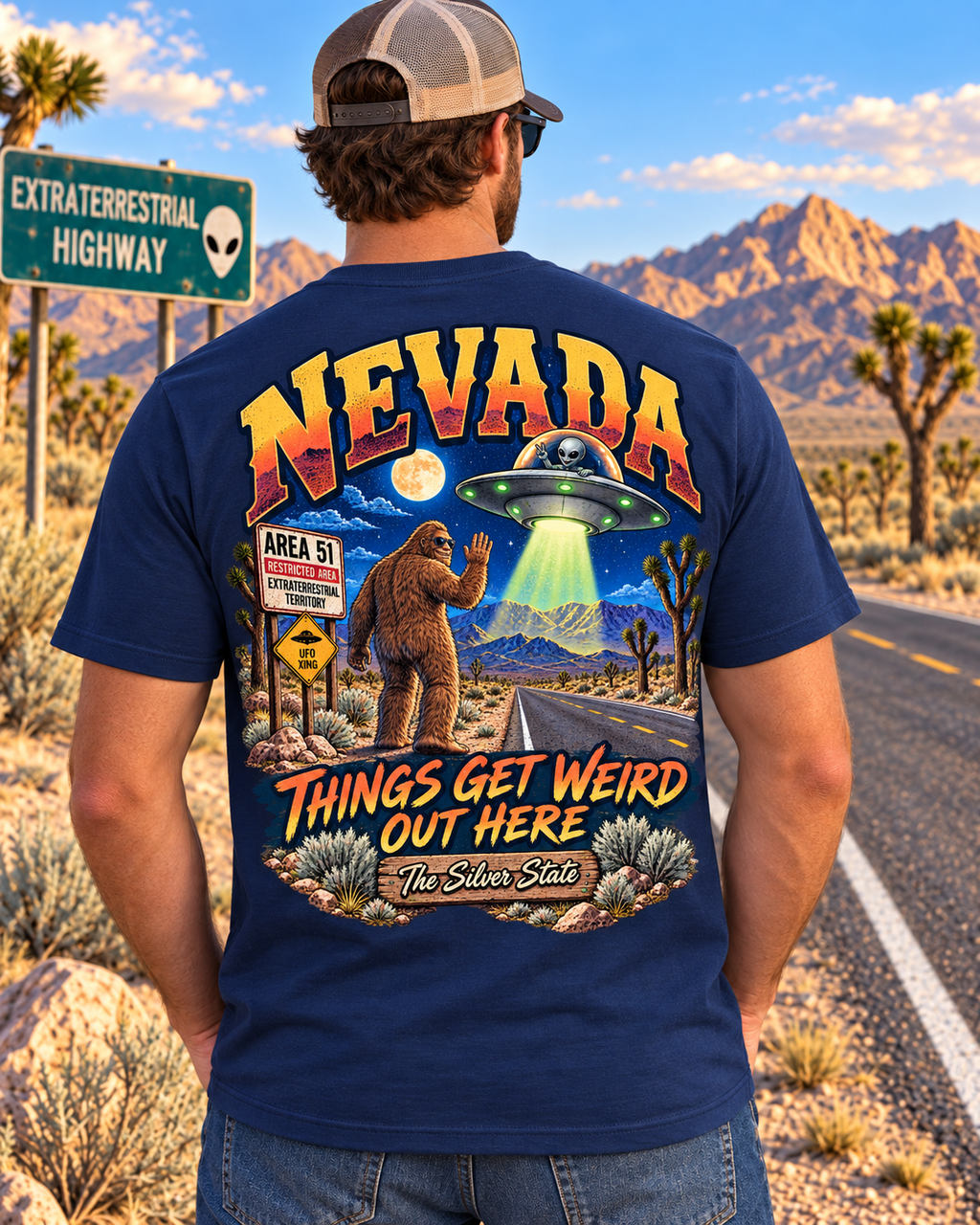 Nevada Bigfoot T-Shirt - Things Get Weird - Bigfoot Coast to Coast